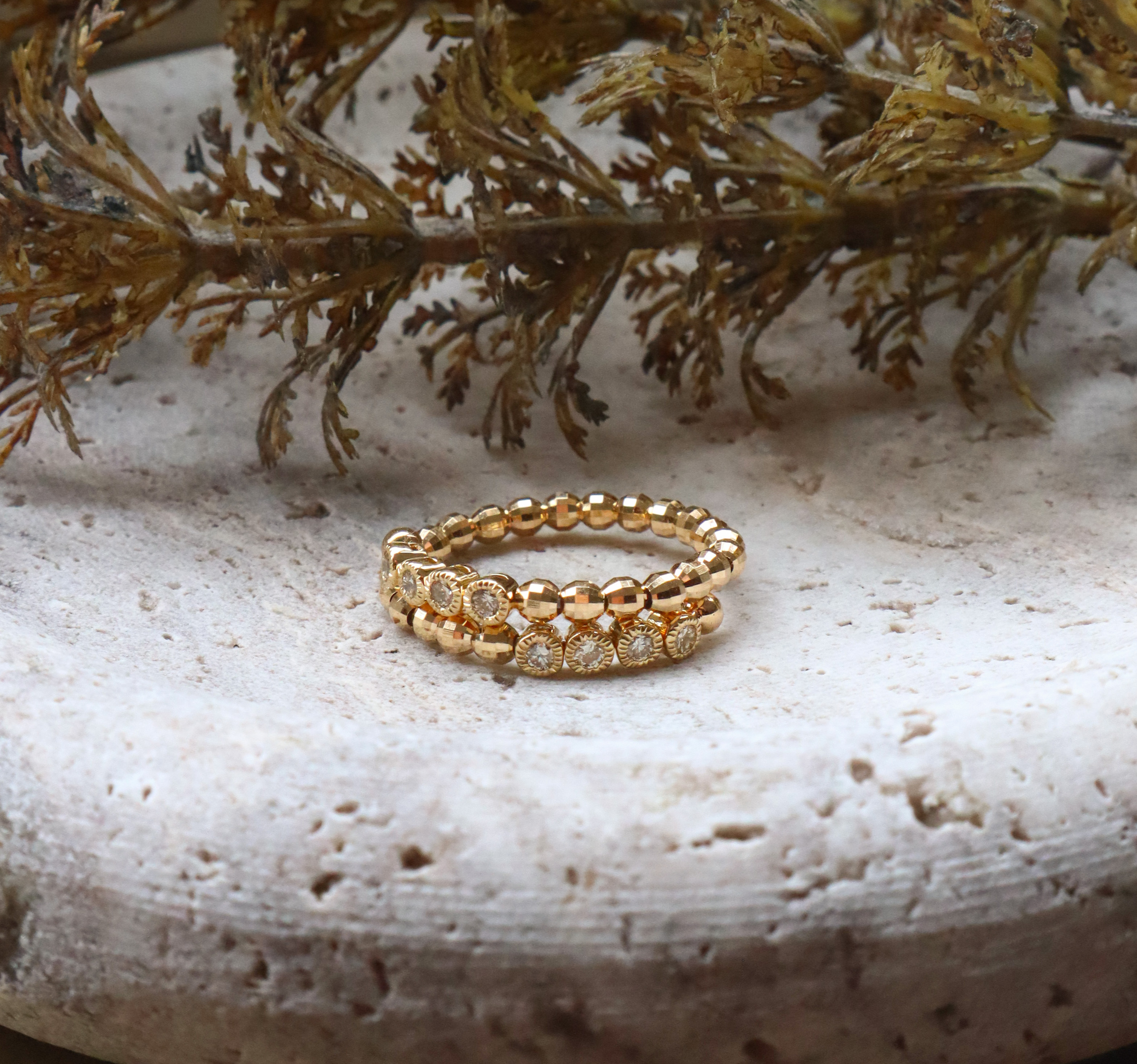 18K/日本設計款系列-雙層真鑽環戒