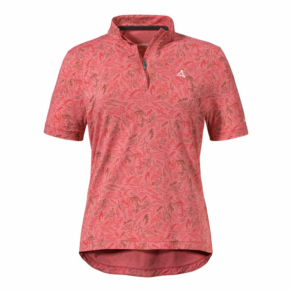 【Schoffel】女快乾拉鍊短袖印花上衣 / 24SL50-13579-[玫瑰粉、花漾粉]