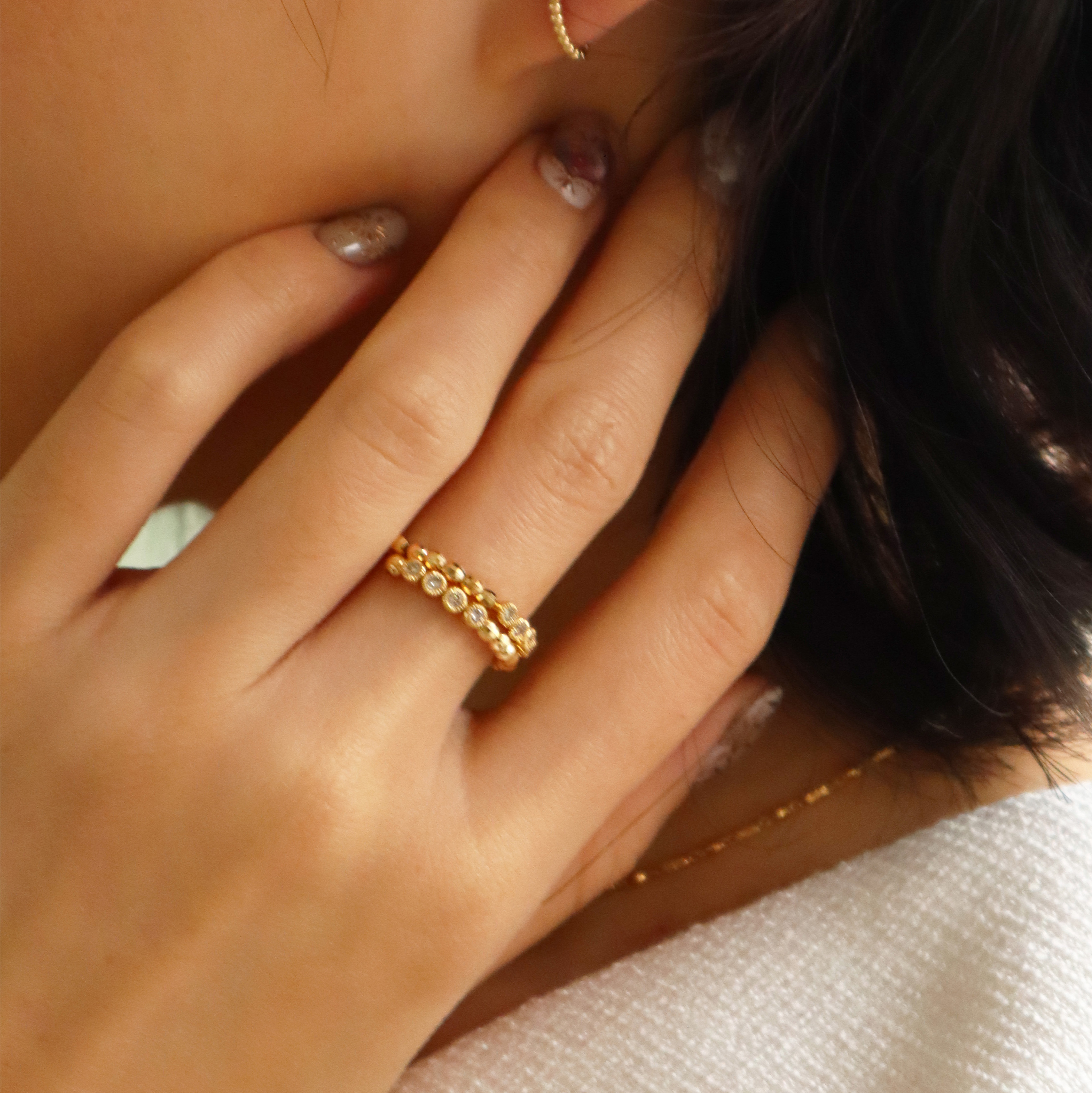 18K/日本設計款系列-雙層真鑽環戒