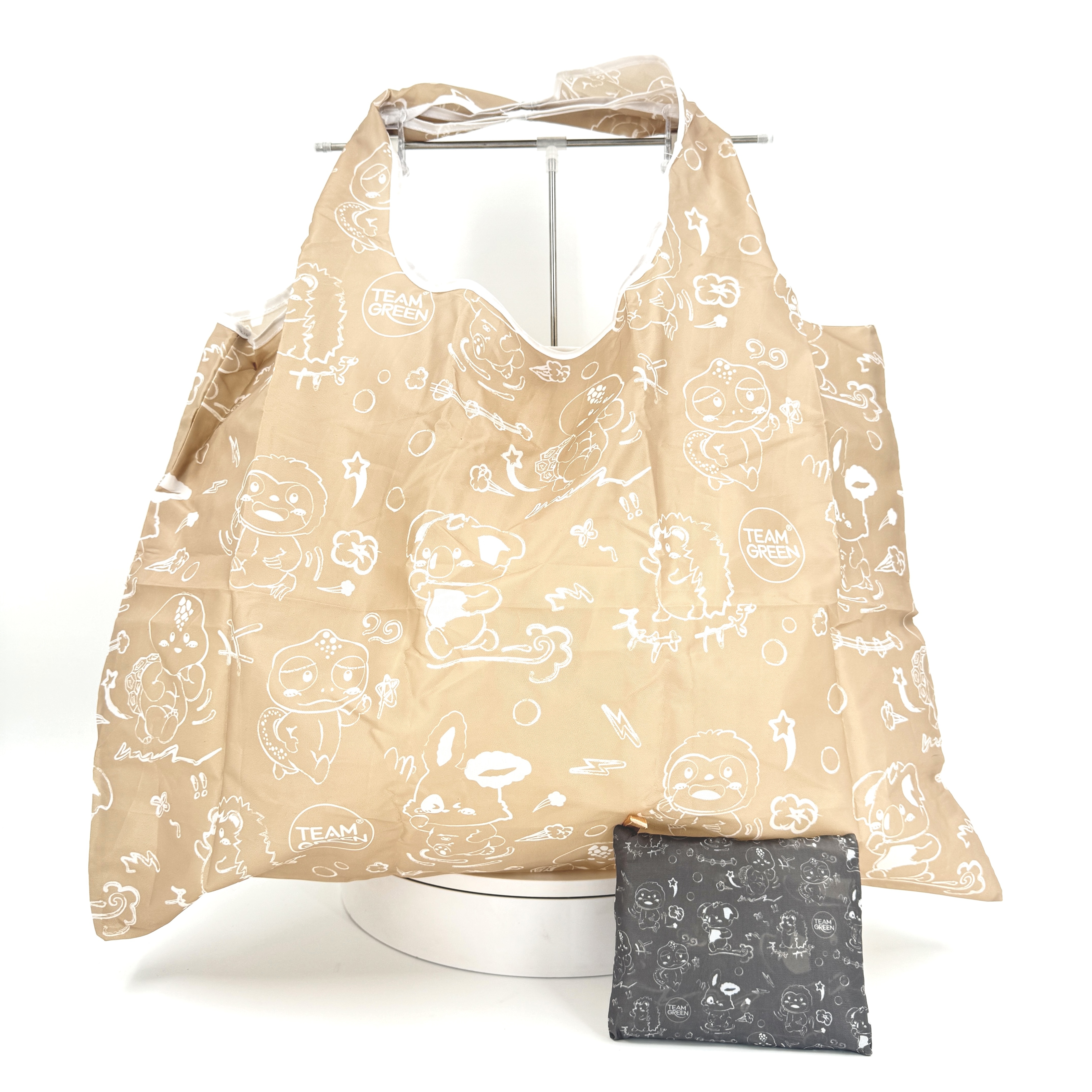 【Robbi family】reusable shopping bag (Beige / Grey)
