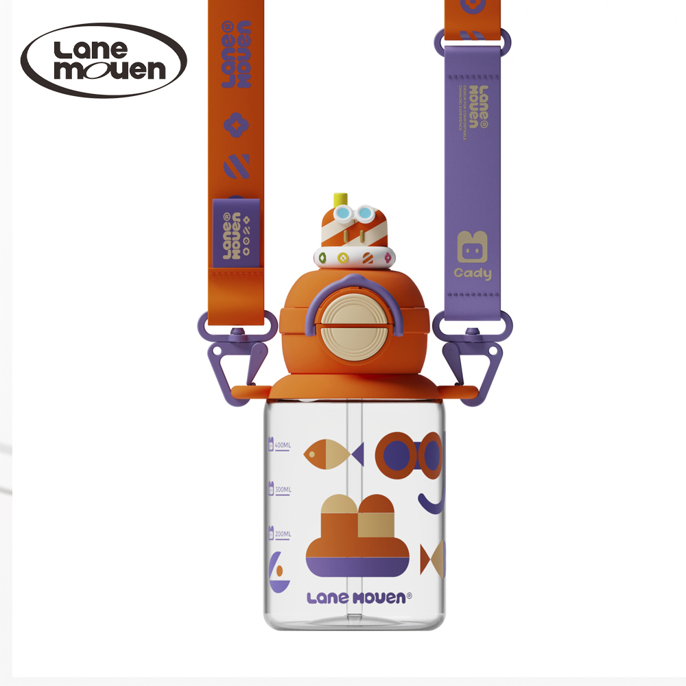 Lane mouen 渡假風系列雙飲水杯600ml (附贈水壺背帶)  - 橘色