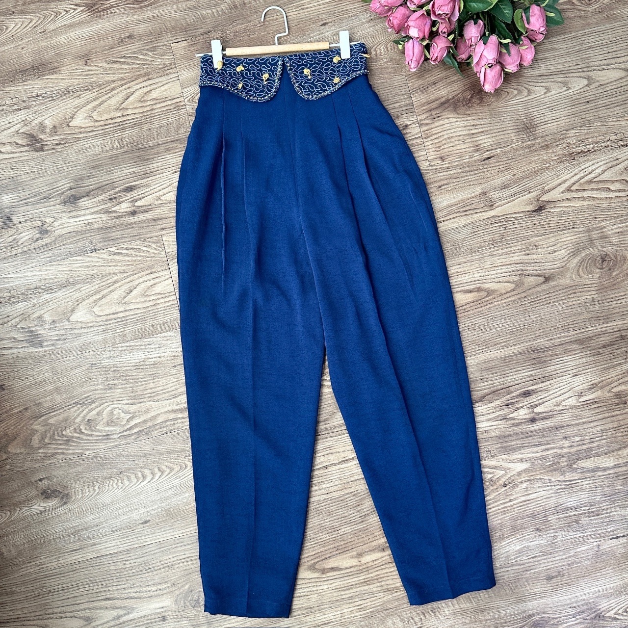 海軍藍沙灘岸邊生物長褲