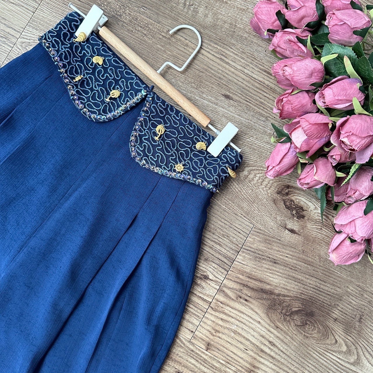 海軍藍沙灘岸邊生物長褲