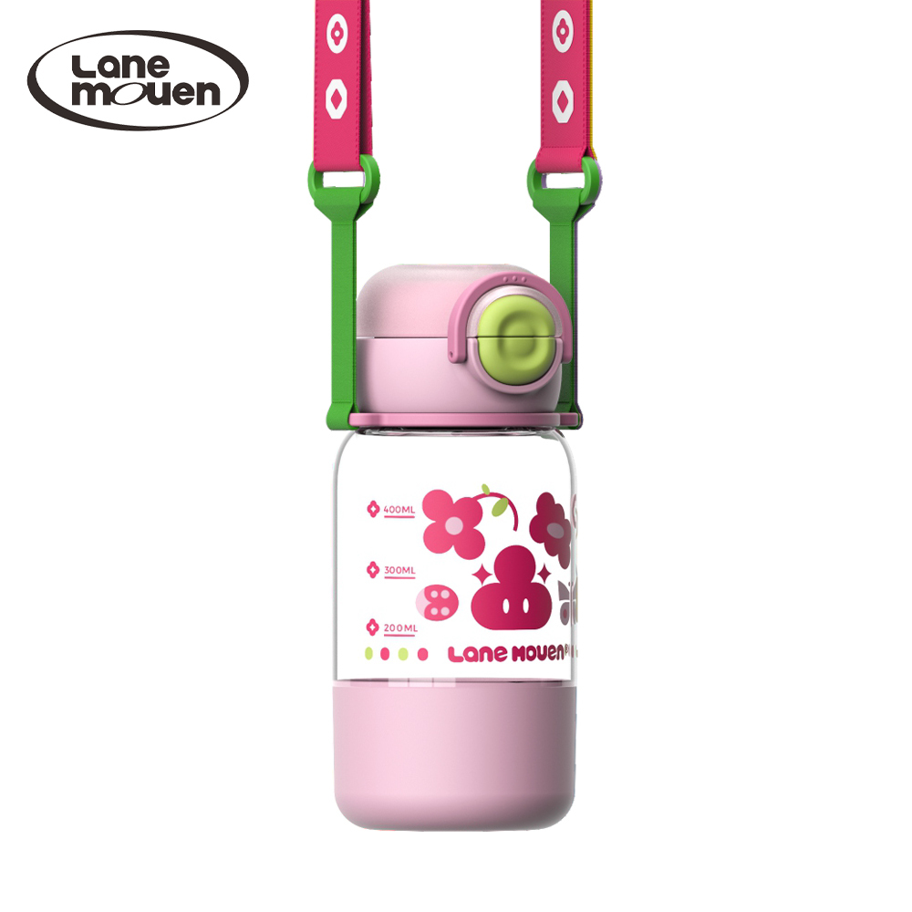 Lane mouen 派對系列雙飲水杯 600ml (附贈水壺背帶)  - 粉紅