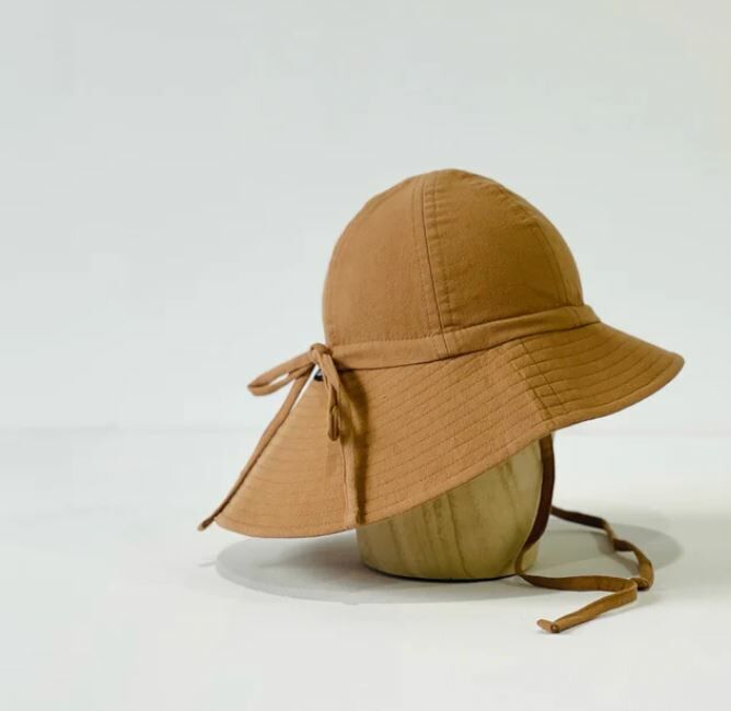 FINI.THELABEL 棉質蝴蝶結防曬遮陽帽 fini.floppy hat - mocha