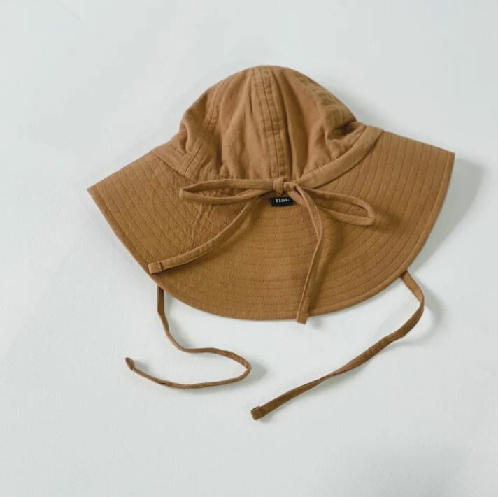 FINI.THELABEL 棉質蝴蝶結防曬遮陽帽 fini.floppy hat - mocha