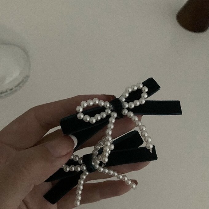 C20珍珠絨布蝴蝶結對夾（一組）