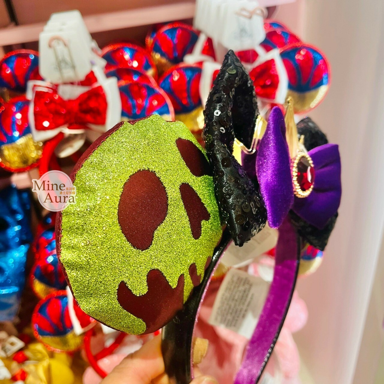 白雪公主 Snow-white 蝴蝶結 立體耳朵 毒蘋果 骷顱頭 造型 髮圈 髮箍 -上海迪士尼樂園