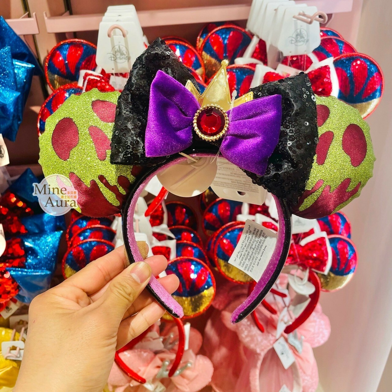 白雪公主 Snow-white 蝴蝶結 立體耳朵 毒蘋果 骷顱頭 造型 髮圈 髮箍 -上海迪士尼樂園