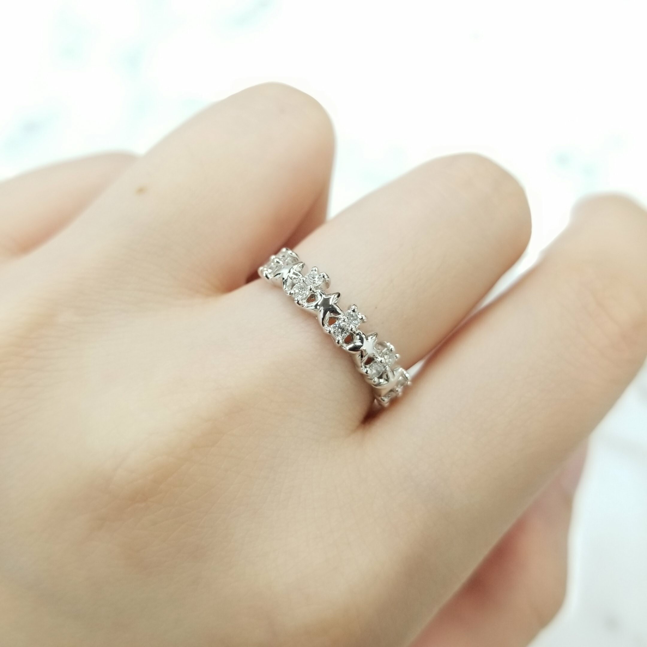 全新18K白金18份鑽石戒指