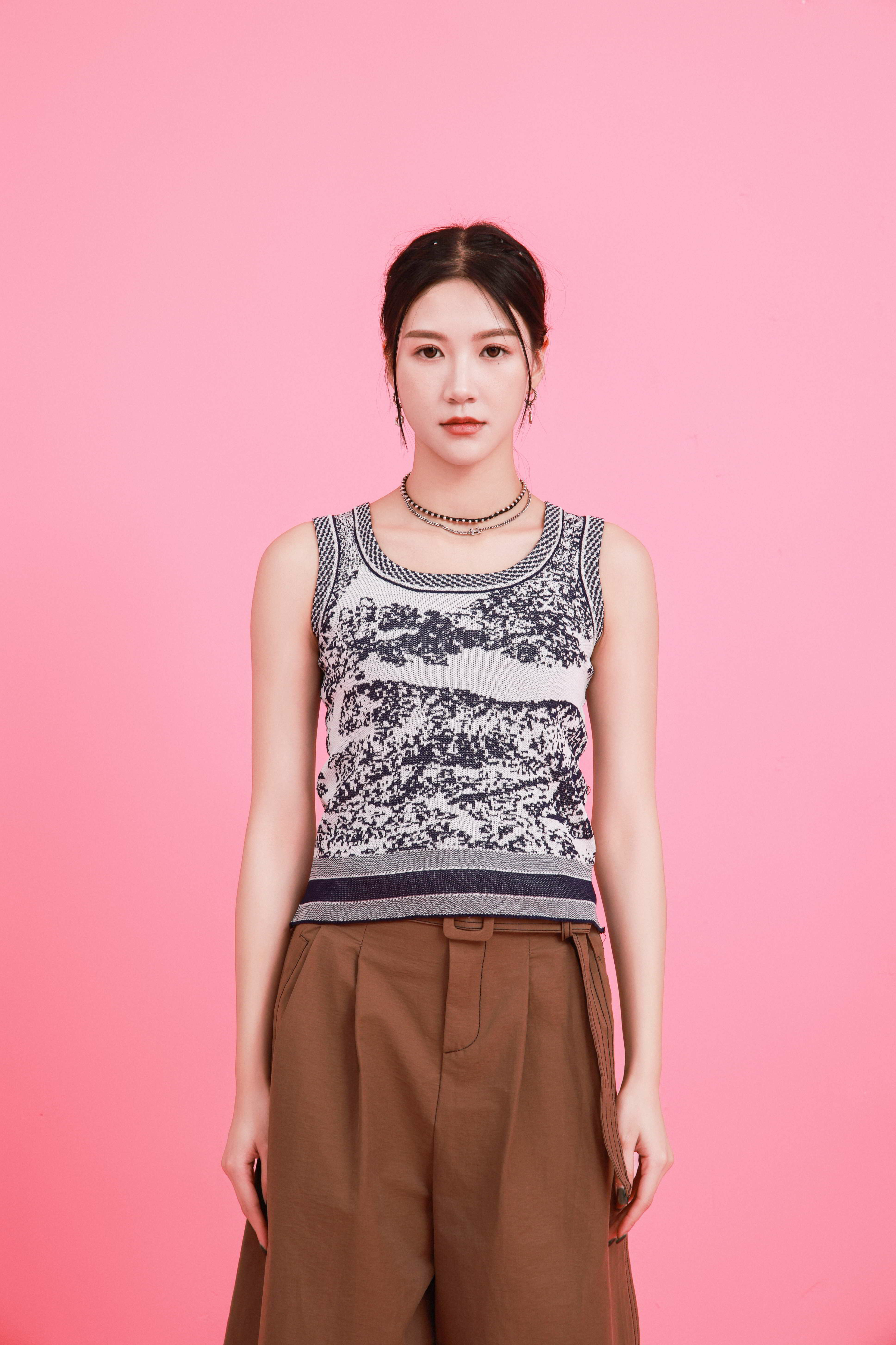 花豹織花紋針織背心 (現貨款式）