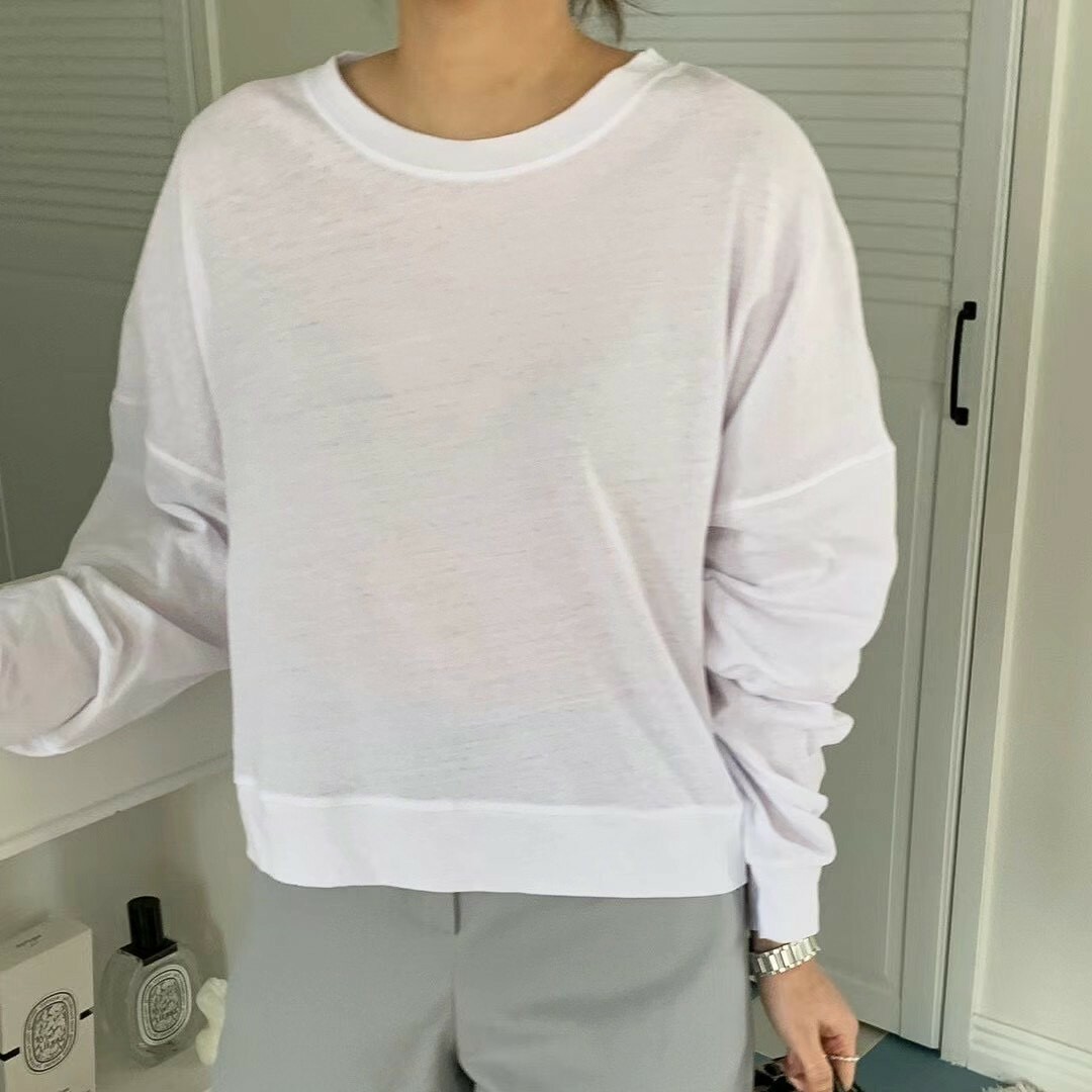 薄棉紗隨性薄上衣(白)