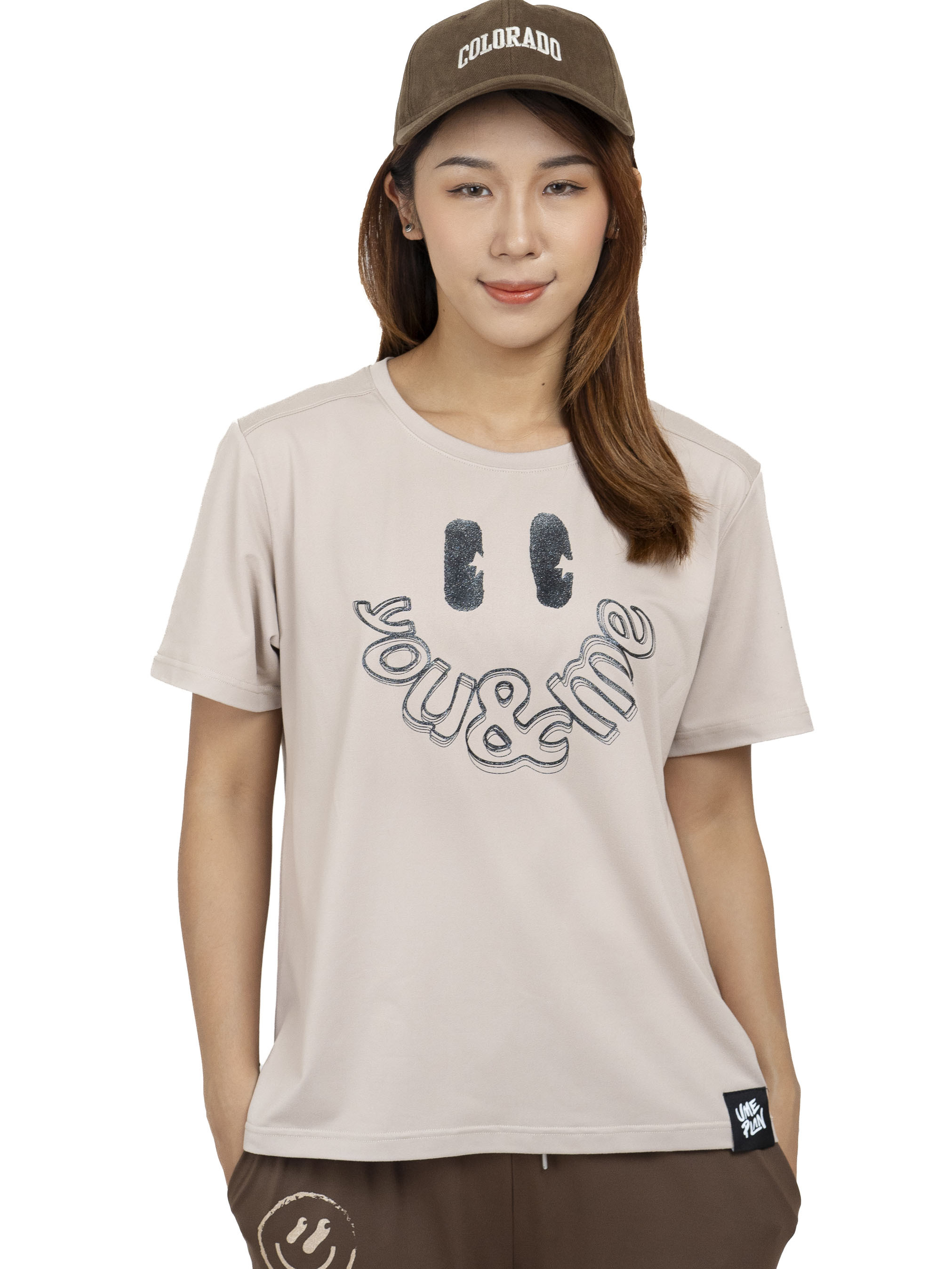 S0019MU M/L 蘑菇灰褐印花潮T