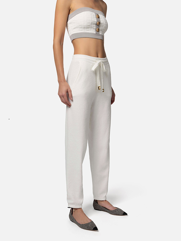 ‍‍Elisabetta Franchi 毛巾料棉褲(白)