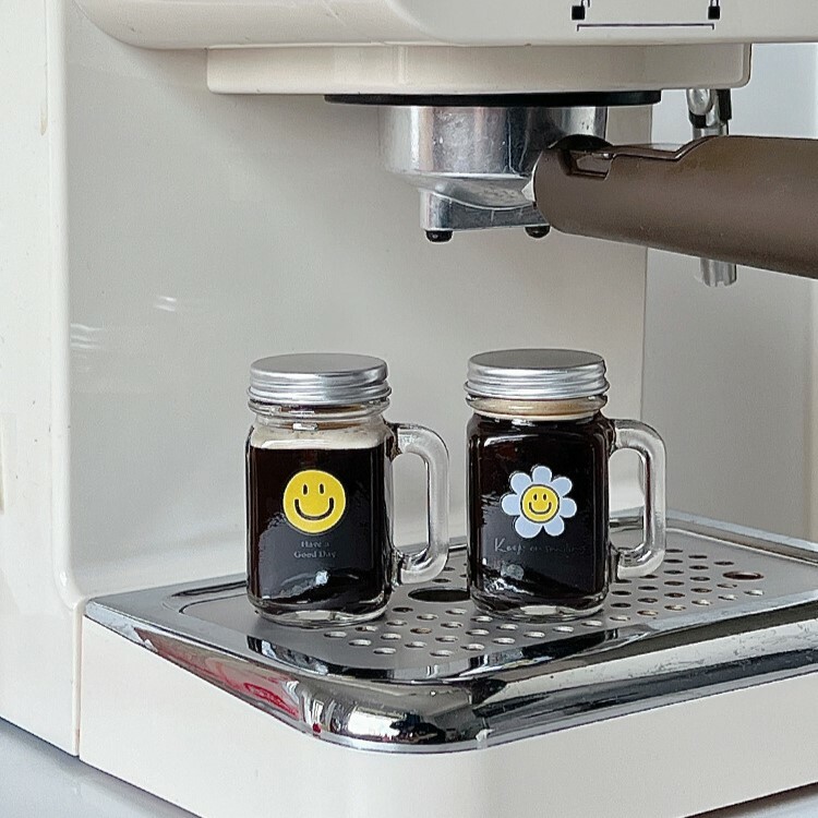 《4061》可愛笑臉咖啡濃縮液带蓋迷你玻璃分裝瓶