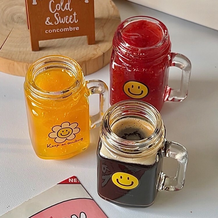 《4061》可愛笑臉咖啡濃縮液带蓋迷你玻璃分裝瓶