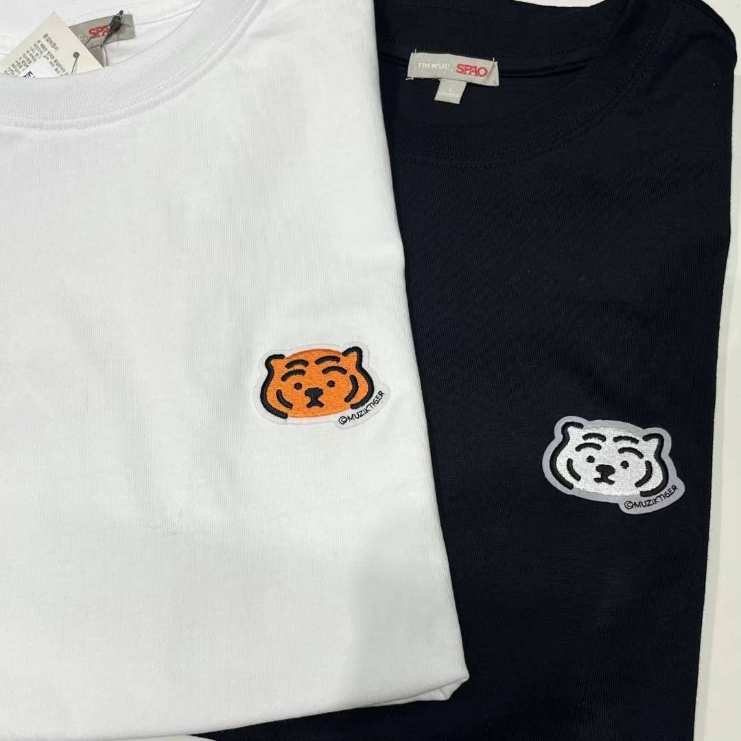 【Luxury】韓國代購 SPAO x MuziK Tiger 胖胖虎 萌萌虎 黑+白 兩件一組 短袖 聯名款 短T 純棉