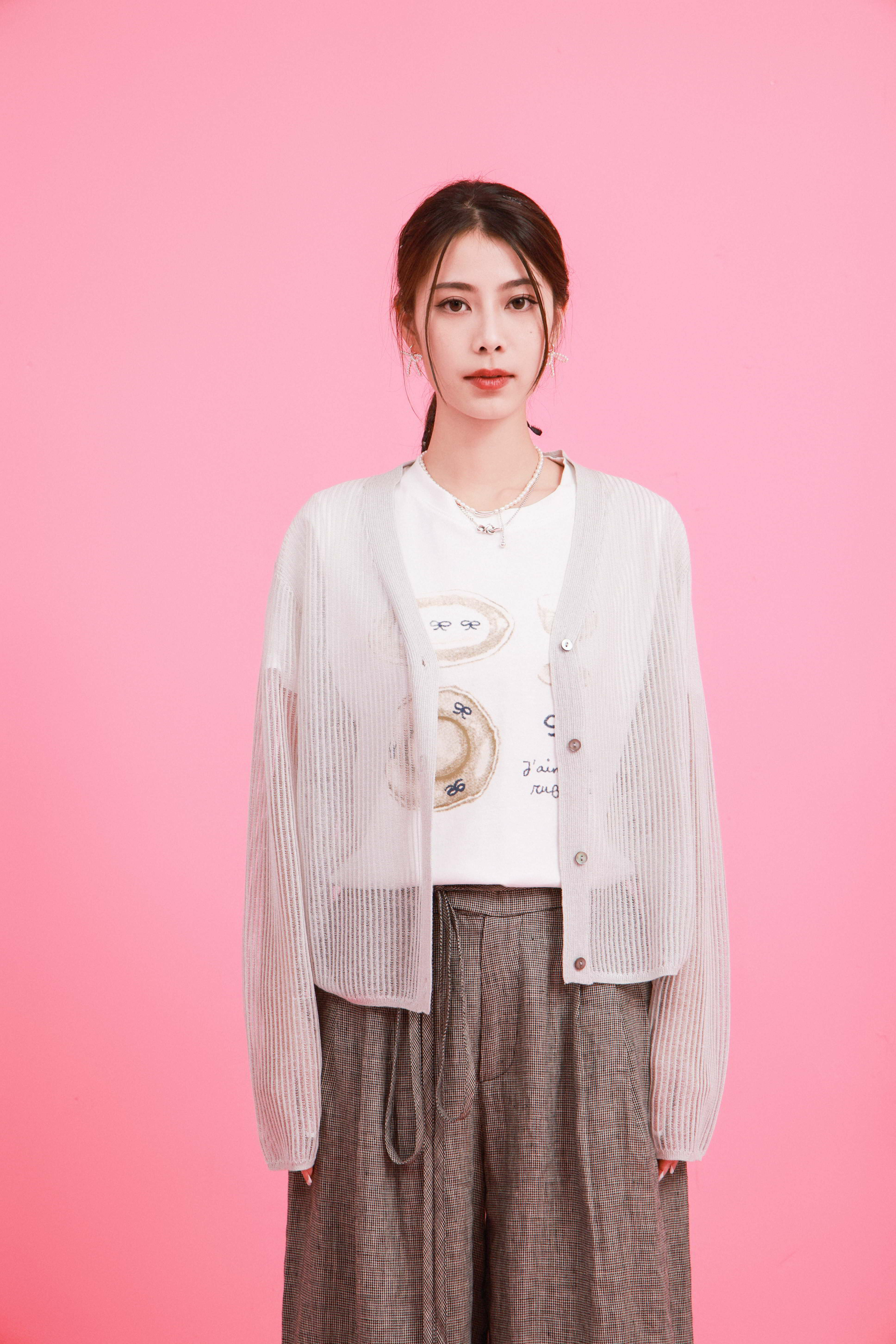 直紋透視針織cardigan (現貨款式）