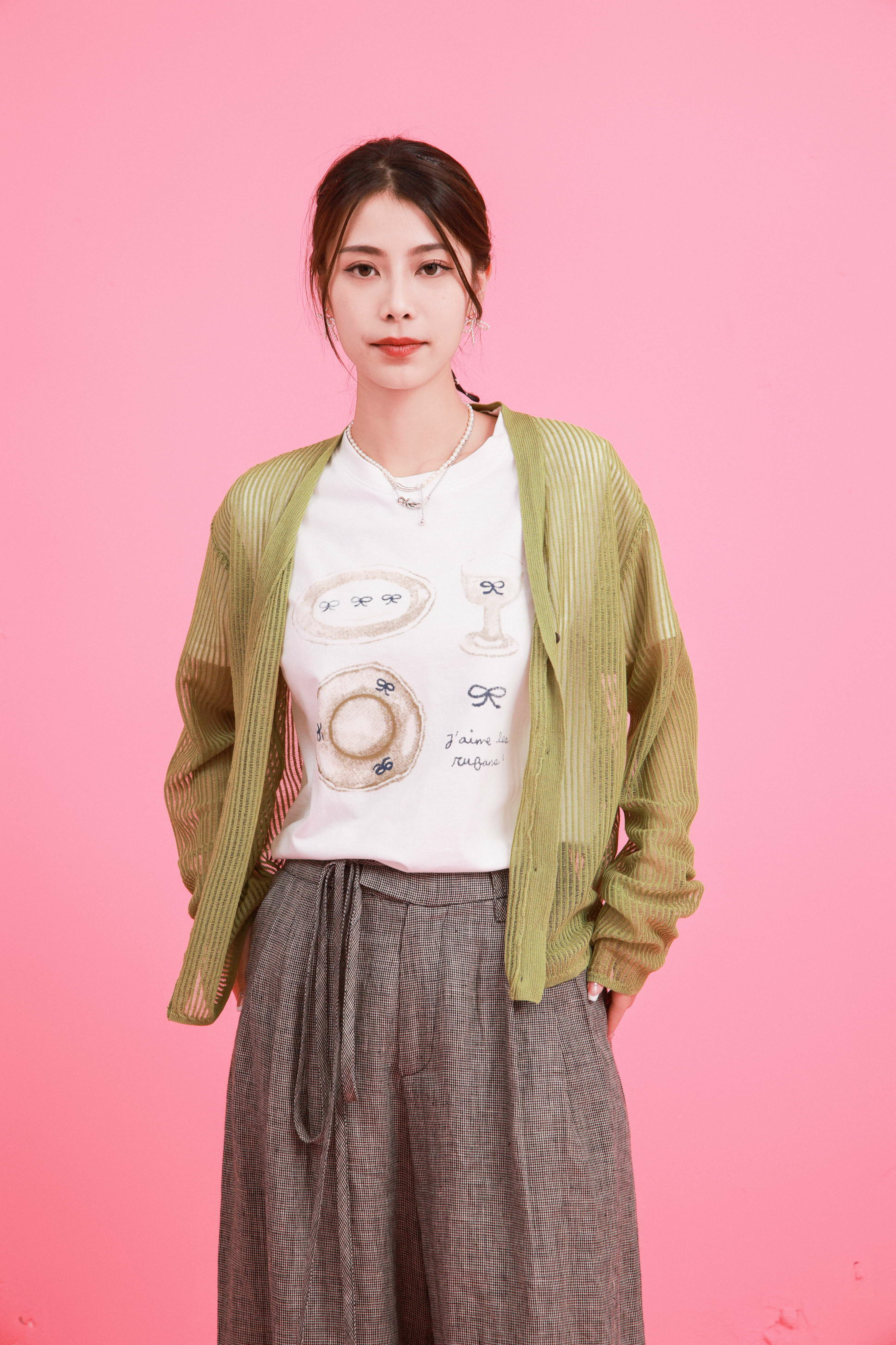 直紋透視針織cardigan (現貨款式）