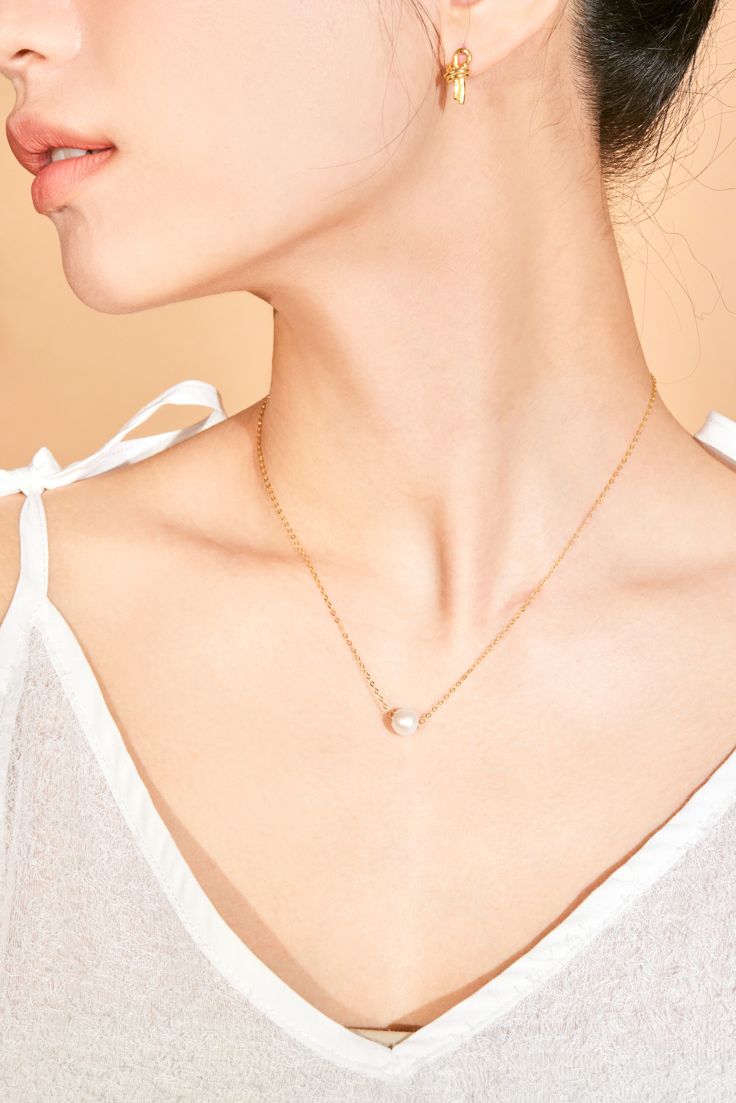 N390 | 14KGF單珍珠項鍊