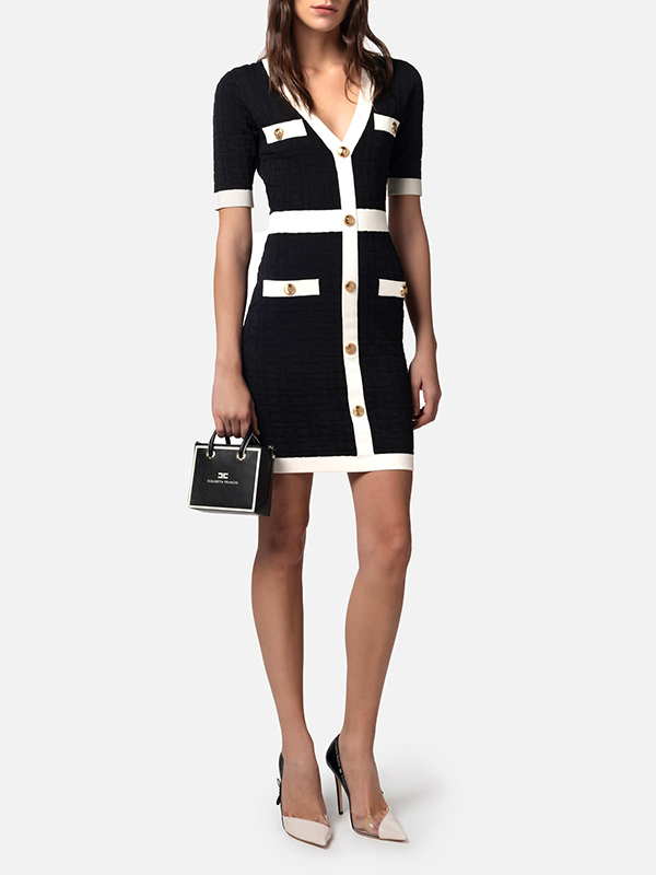 ‍‍Elisabetta Franchi 雙色針織洋裝