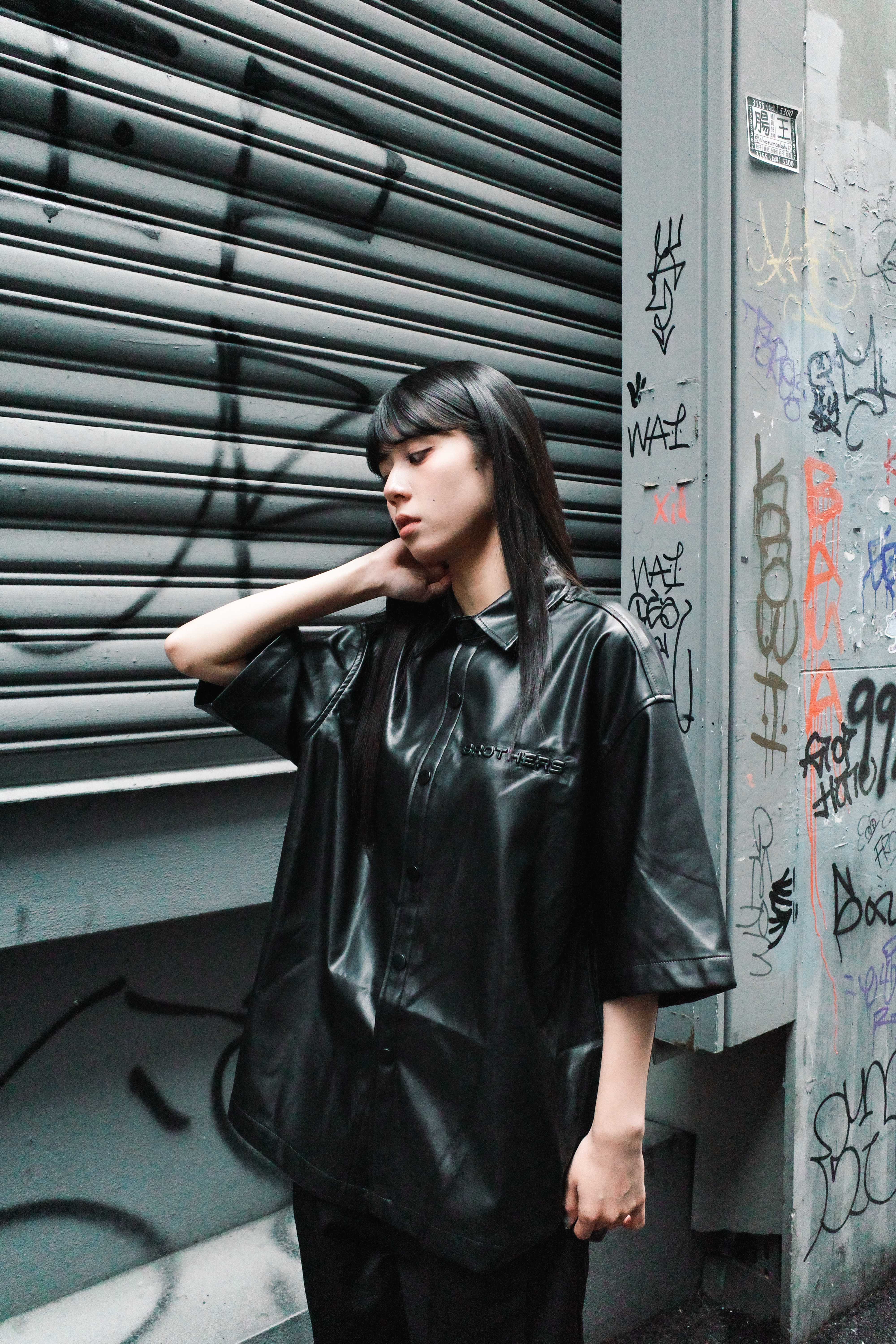 『Always_Good』立體壓印 皮革 短袖襯衫