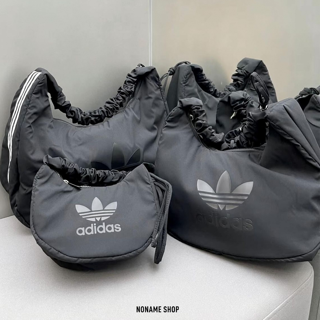 ADIDAS ORIGINALS 三葉草 皺褶 斜背包 黑色 (大/中/小 款)