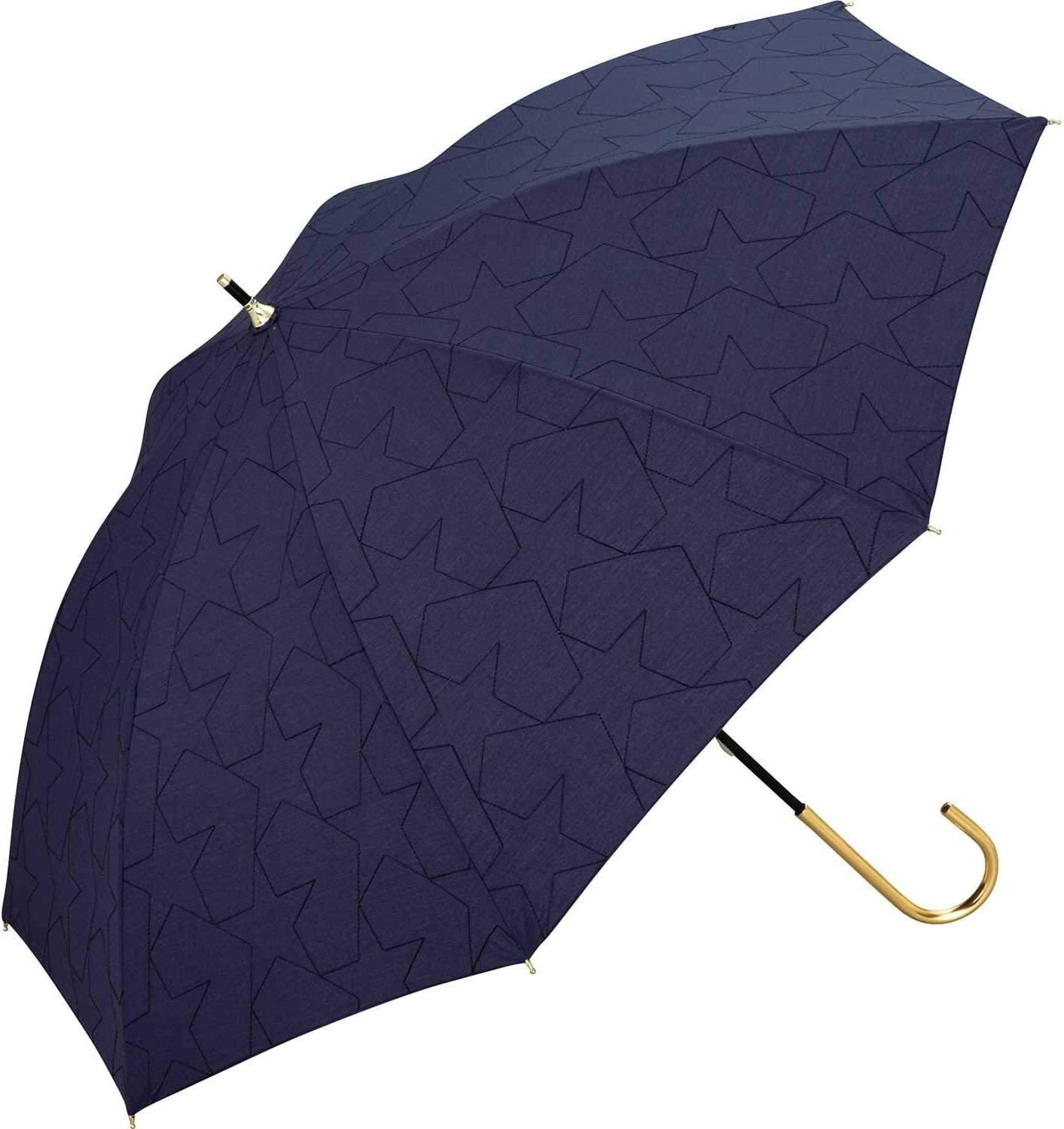 順豐免運｜Wpc. - Parasol 星形刺繡防UV遮陽長摺傘 (深藍色 / 米白色)｜81-59879