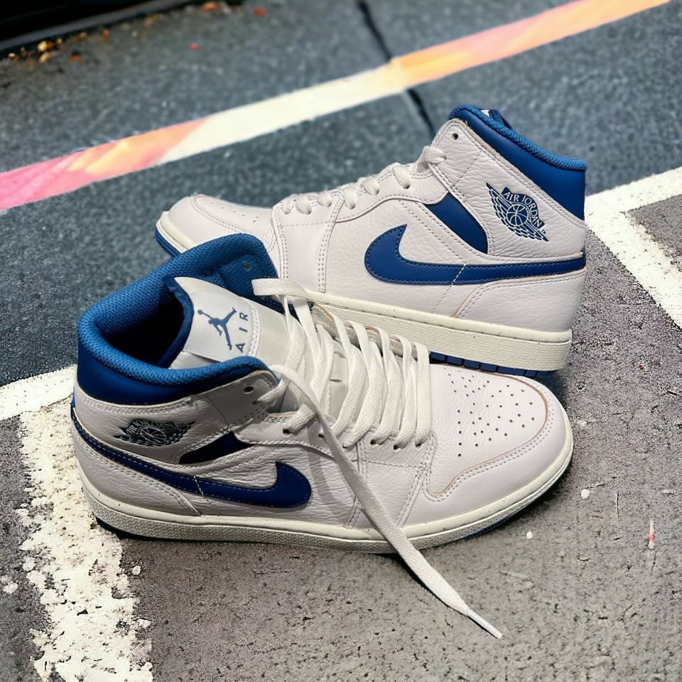 Nike air jordan 1 mid 白藍 克萊茵藍 荔枝皮 男鞋 現貨 (FN5215-141 ) LE