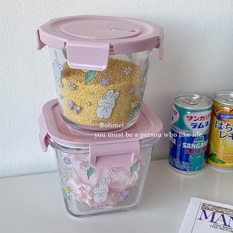 《4062》花間兔子耐熱密封保鮮玻璃碗