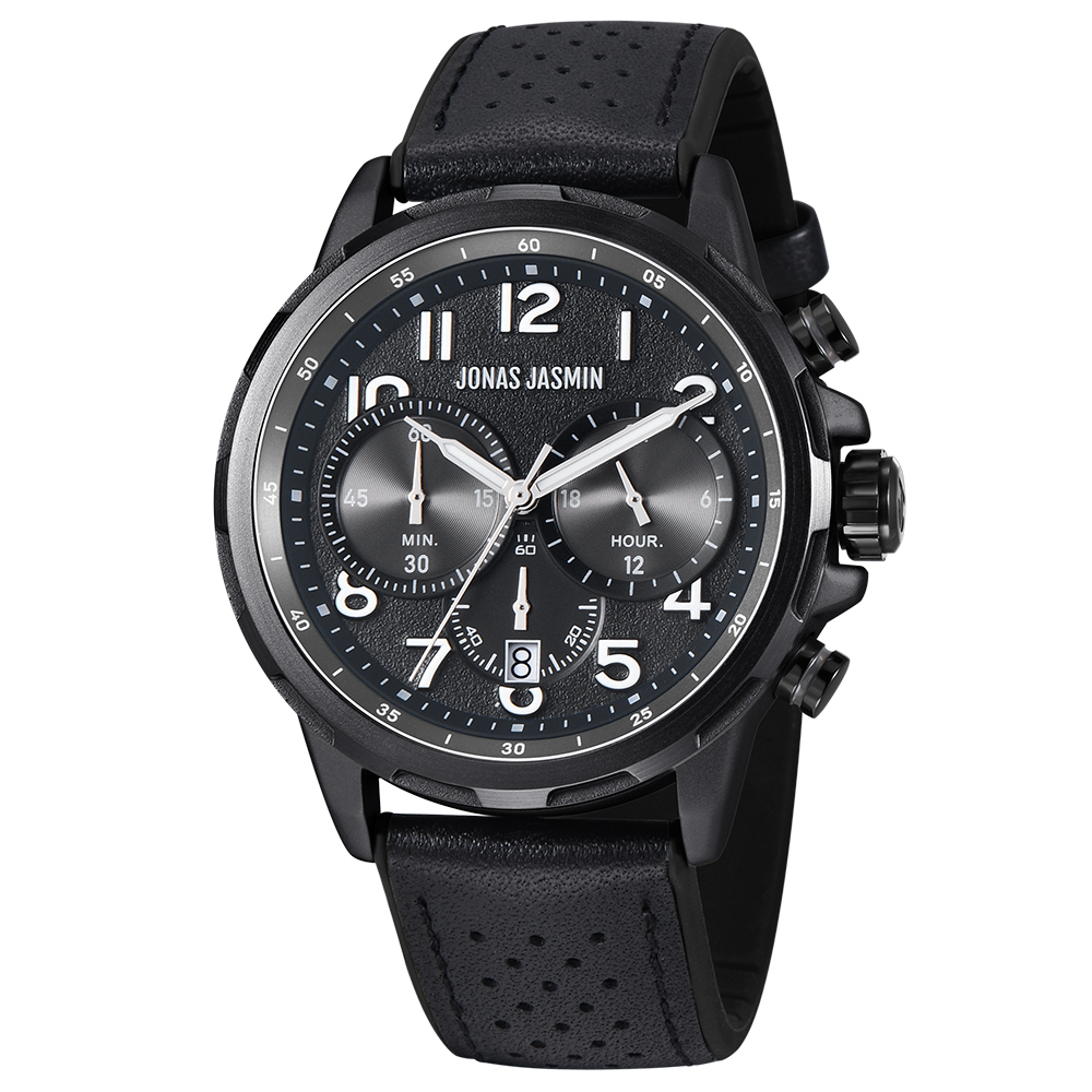 【Jonas Jasmin 喬納斯】JJ-5346MC-P亮麗配色夜光帶日期男款矽膠石英錶-