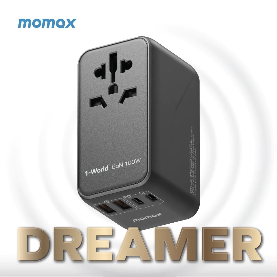 MOMAX 1-World 100W GaN 全方位 快充旅行插座 黑色 #UA10UKD