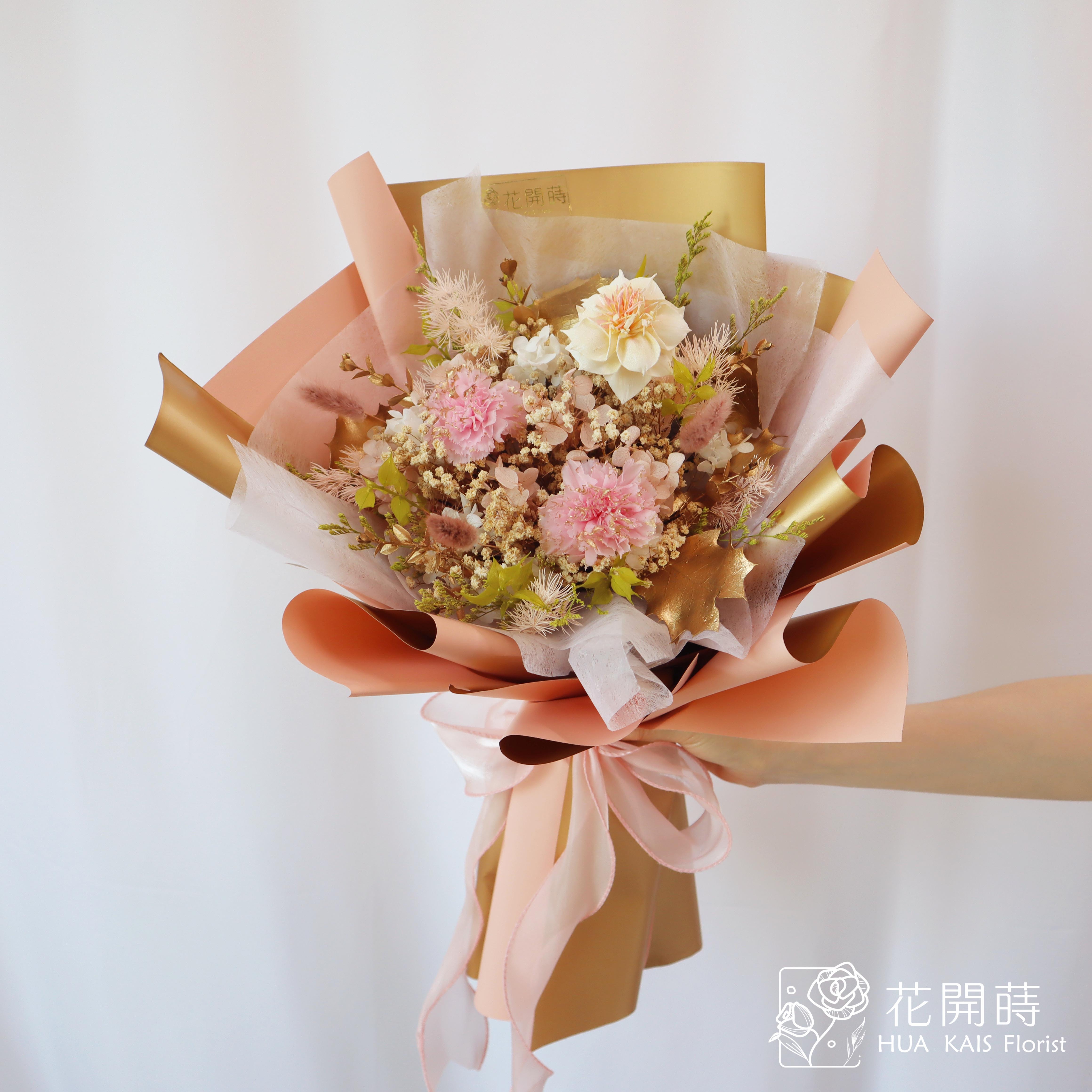 永生康乃馨花束|貴氣逼人|母親節花束|生日禮物|母親節花|母親節花禮|康乃馨花禮|永生康乃馨