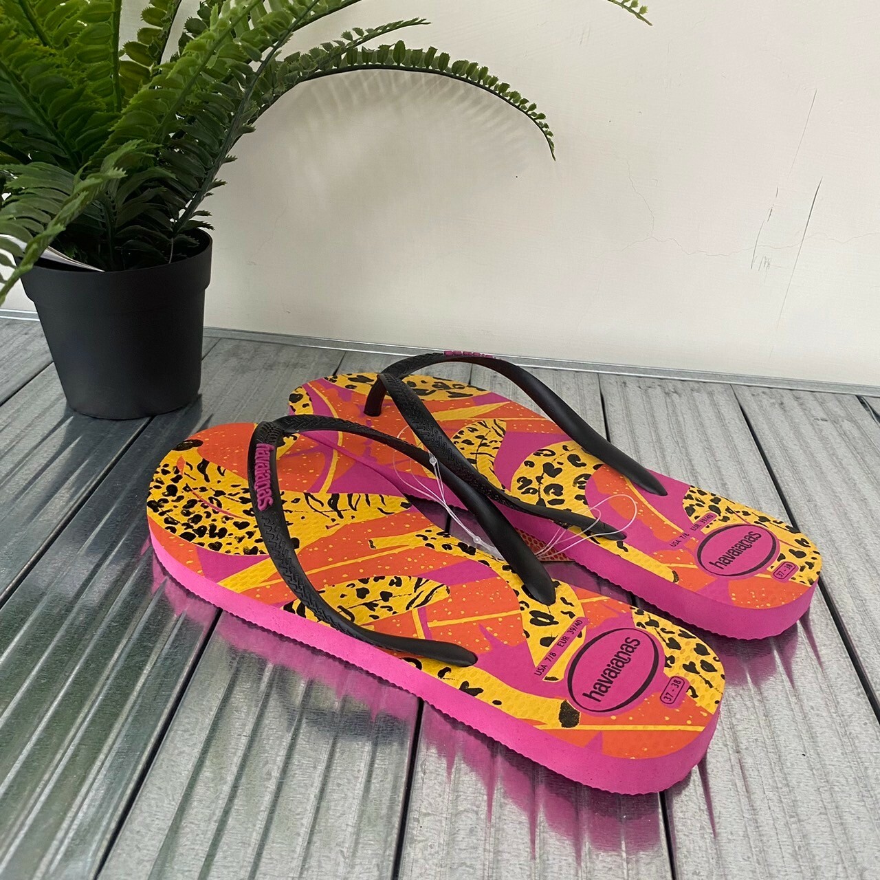 Havaianas 哈瓦仕 拖鞋 夾腳拖 女鞋 熱帶水果 黑粉 4148937-5784W
