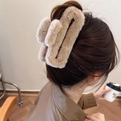 Extra Large XXL Rectangular Plush Hair Claw