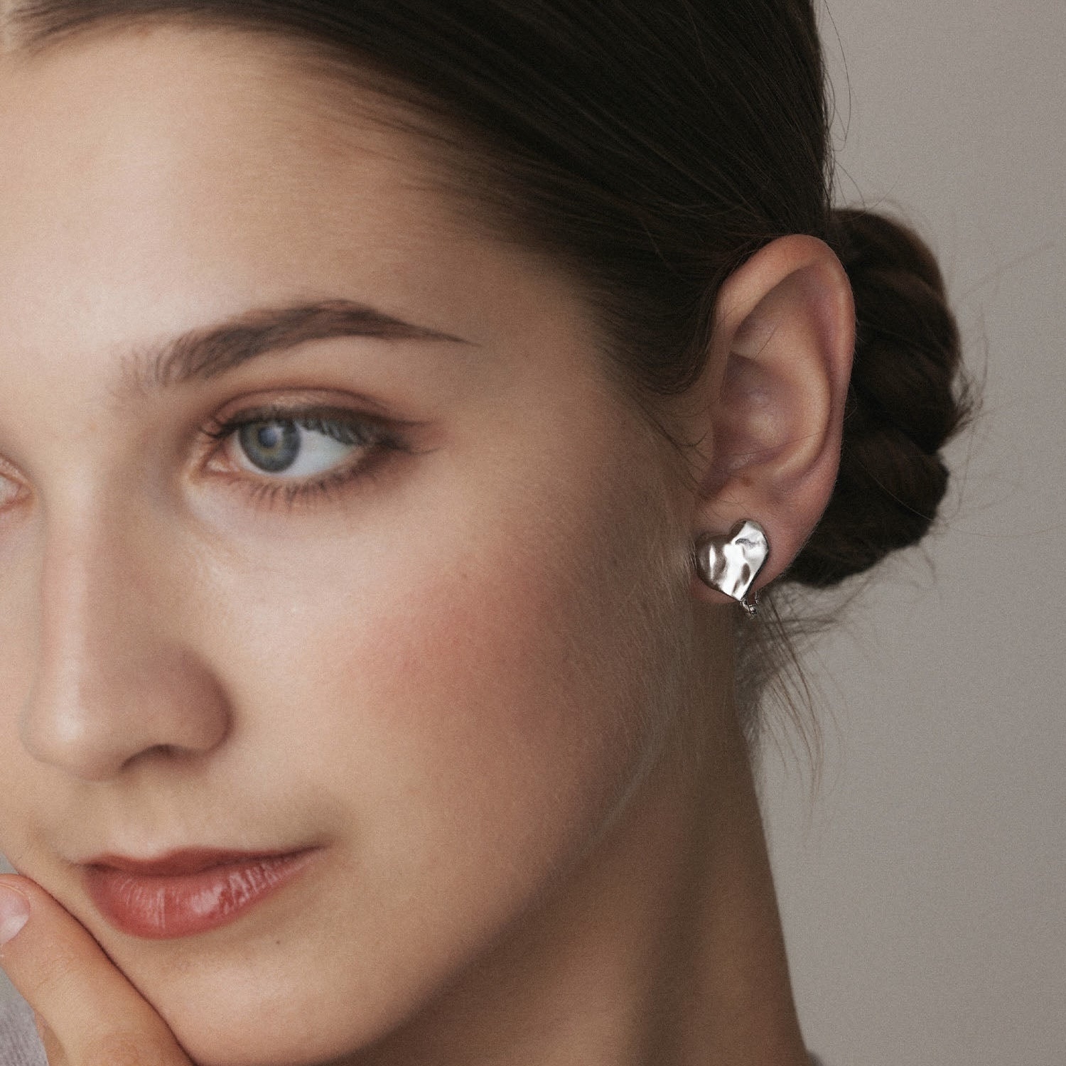 cene 愛心耳夾耳環