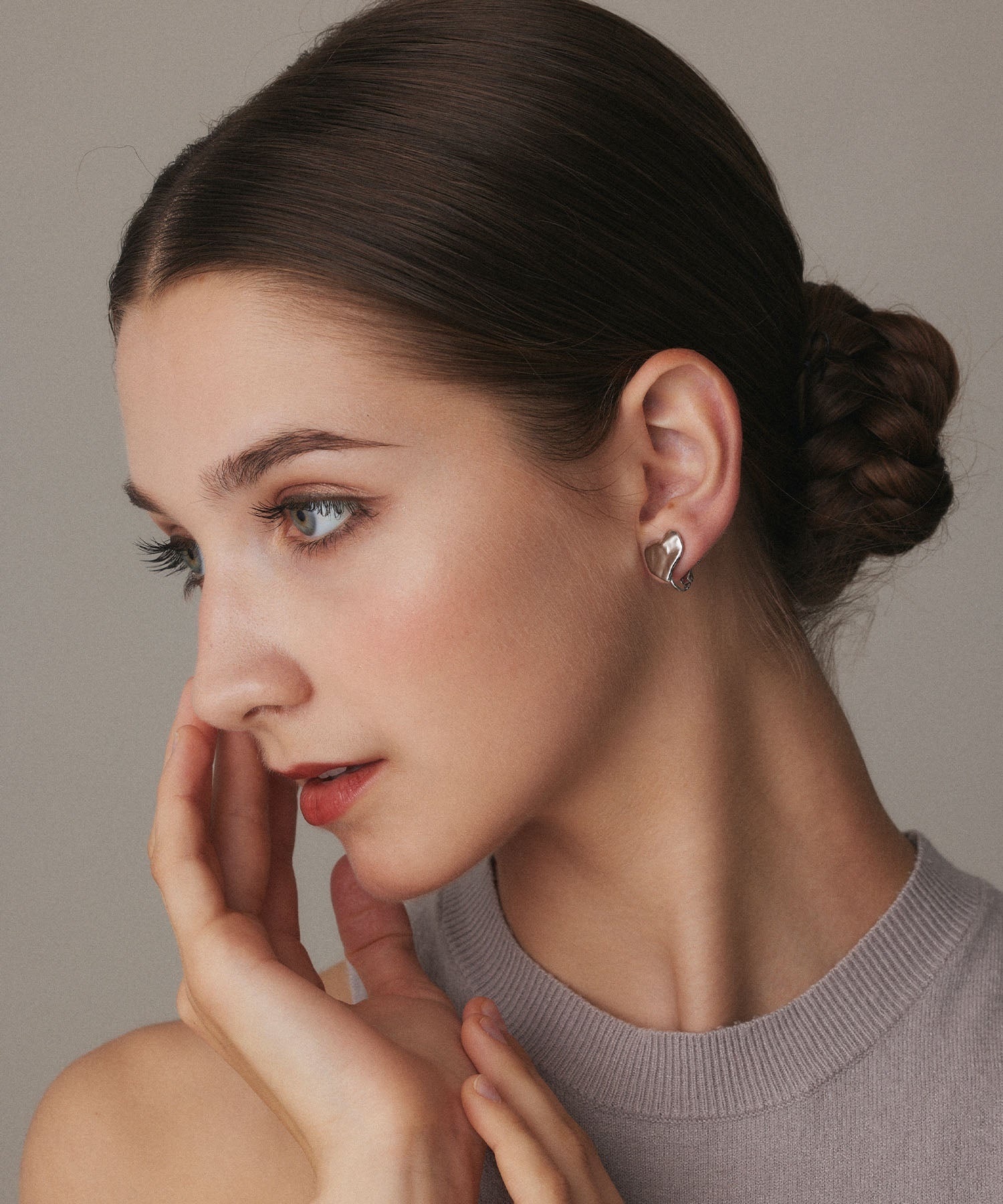 cene 愛心耳夾耳環