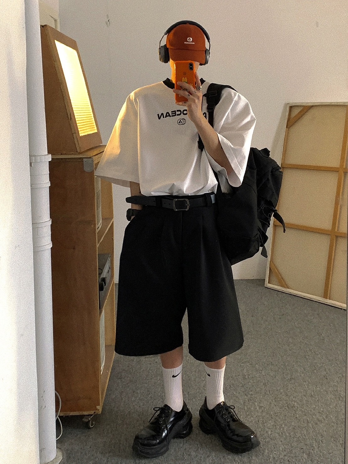 Aurocean 日系學院風黑色西裝短褲