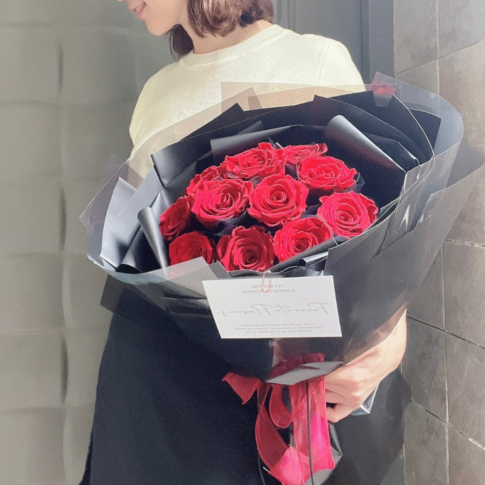 高級感紅玫瑰花束（12朵）/ 頂級厄瓜多永生玫瑰