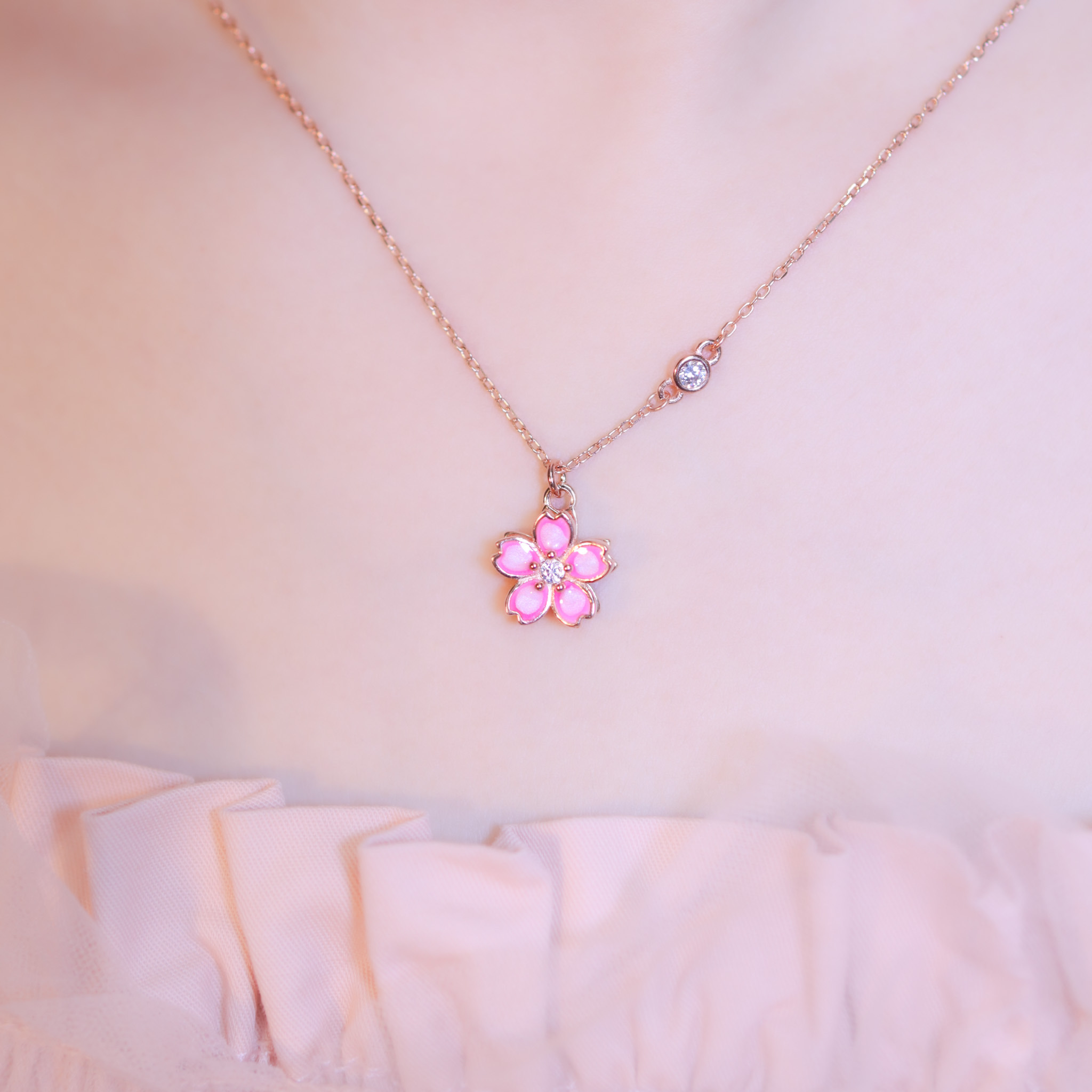 | 925 Silver・Rose Gold | All About Sakura Necklace | NE1112 |
