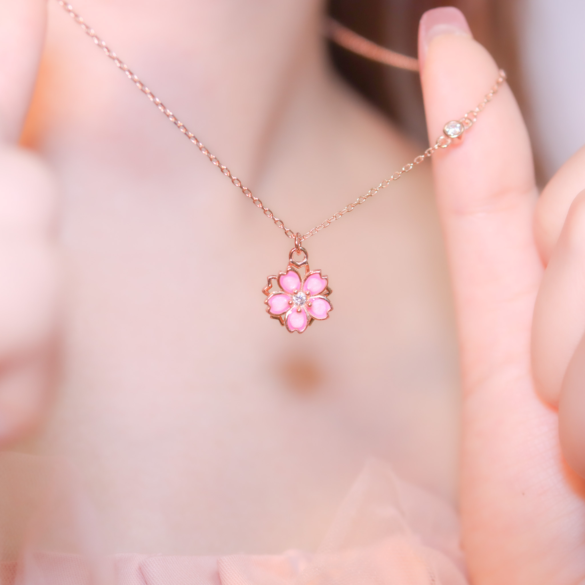 | 925 Silver・Rose Gold | All About Sakura Necklace | NE1112 |