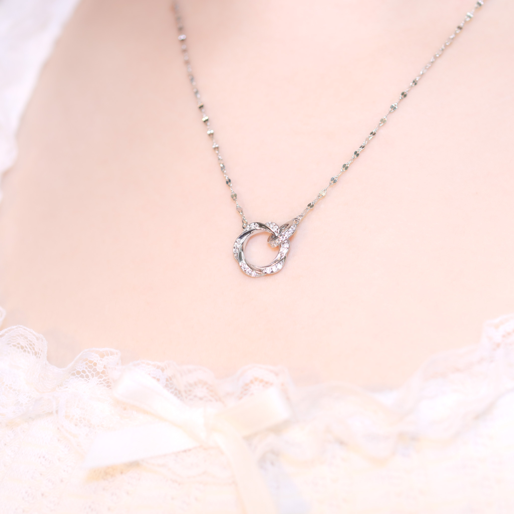 | 925 Silver・White Gold・Rose Gold | Never Apart Necklace（Silver / Rose Gold） | NE1094 |