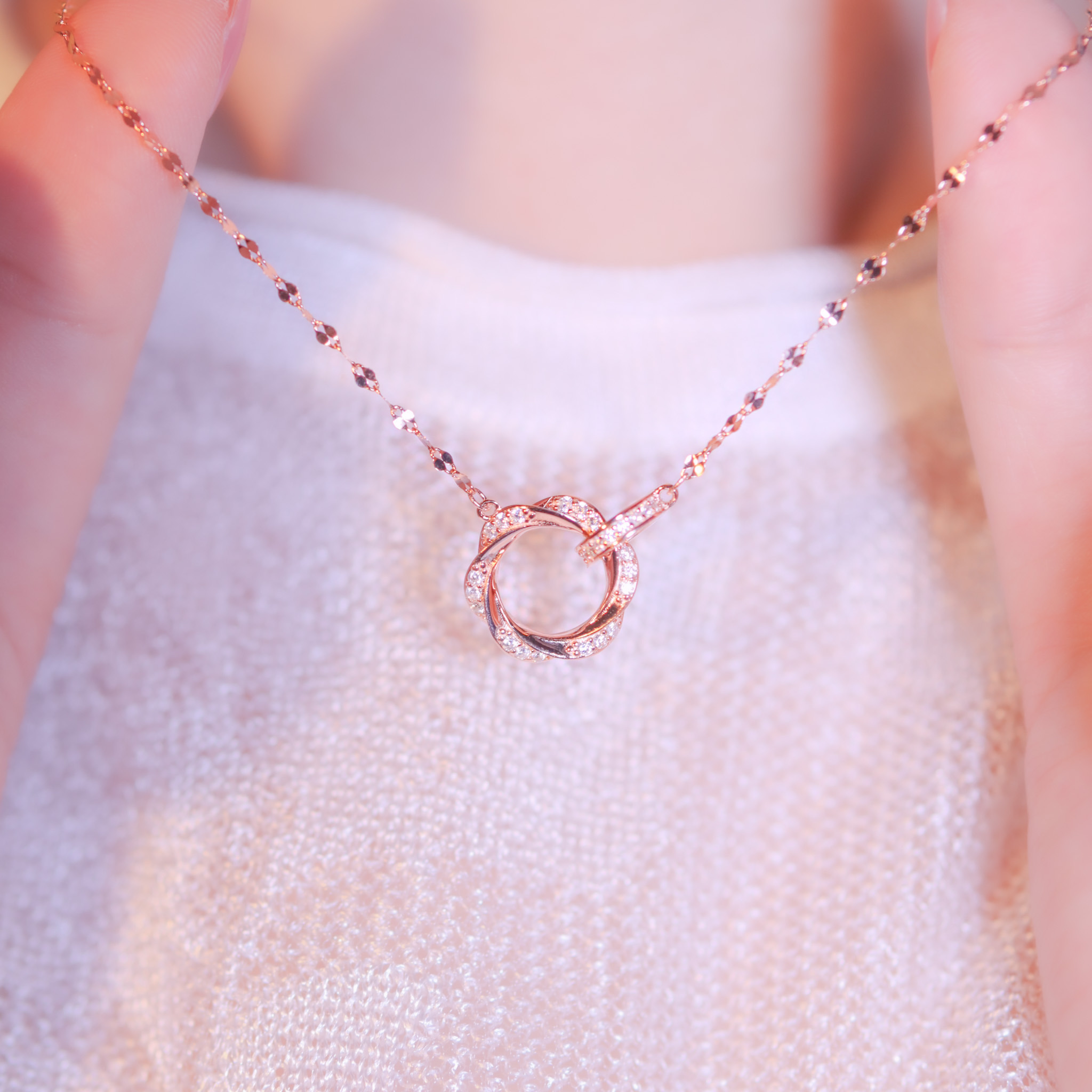 | 925 Silver・White Gold・Rose Gold | Never Apart Necklace（Silver / Rose Gold） | NE1094 |