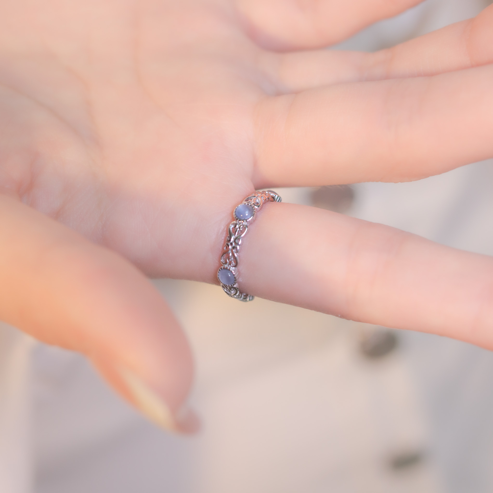 | 925 Silver・ White Gold・Glass Stone  | Blue Romance Ring | RI0661 |