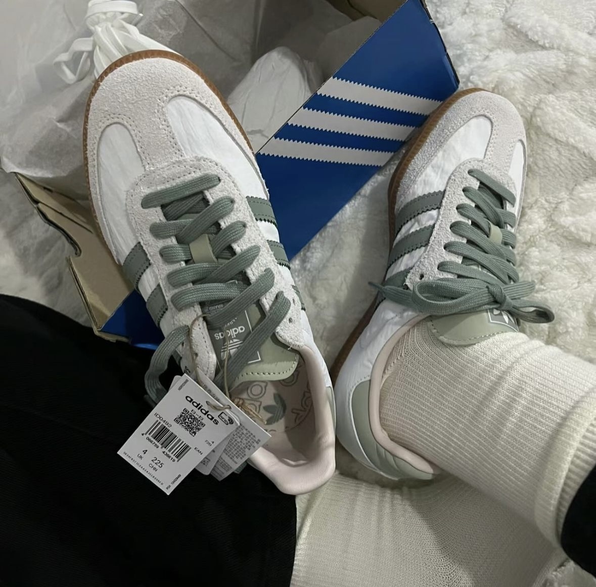 Adidas Originals Samba OG 米白色 抹茶綠 麂皮 復古 德訓鞋 ID0492/預購