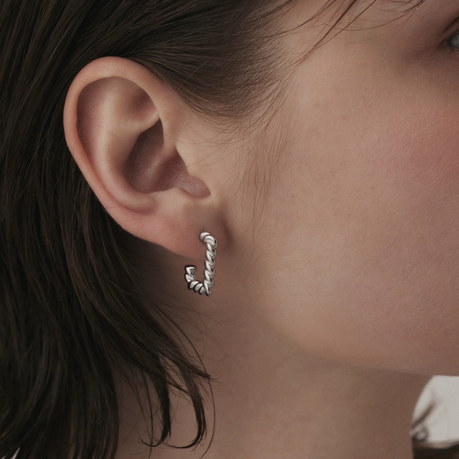 cene 方形捲邊耳針耳環