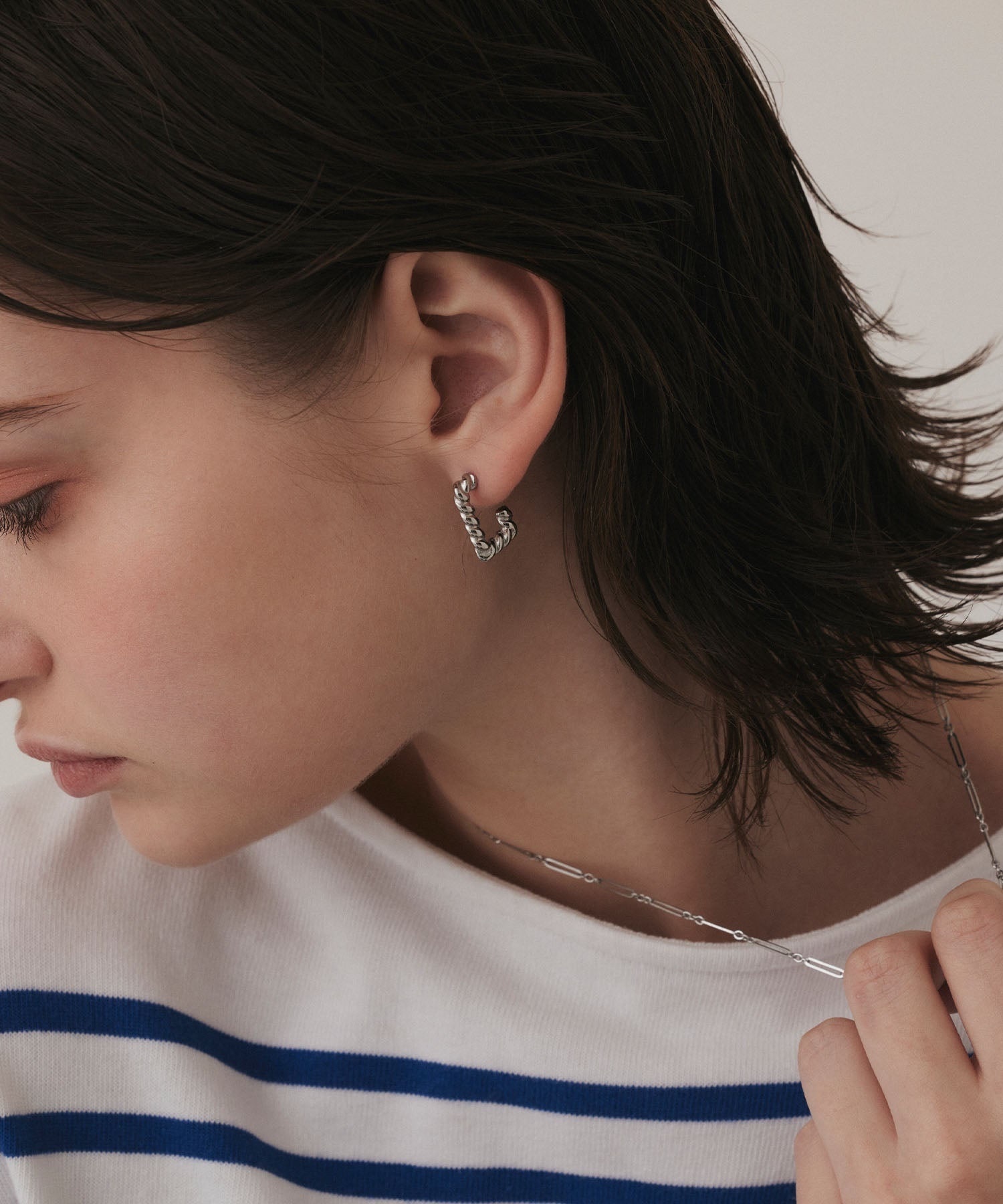 cene 方形捲邊耳針耳環