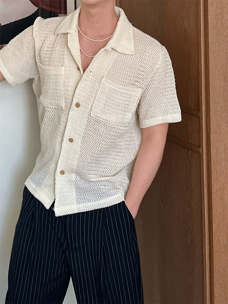 NO:EL夏季針織短袖襯衫