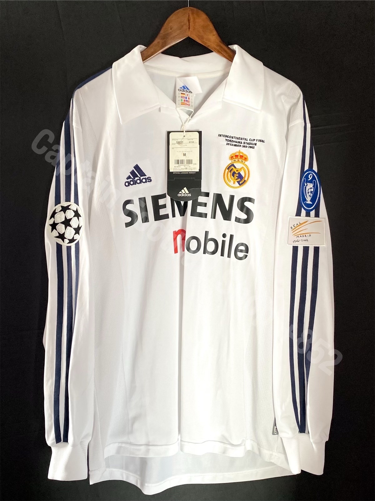 (BNWT) Real Madrid 2002 Adidas Cup Home L/S Shirt #5 ZIDANE