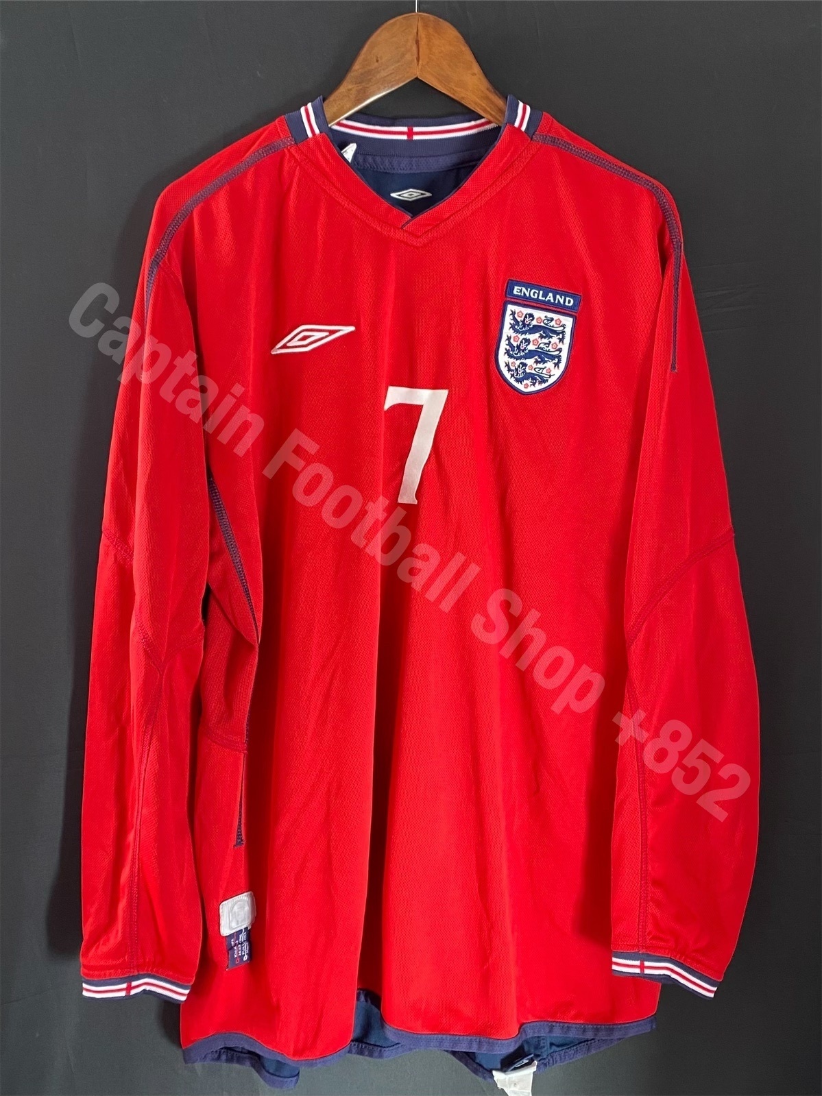 England 2002 FIFA World Cup Umbro L/S Away Shirt #7 BECKHAM